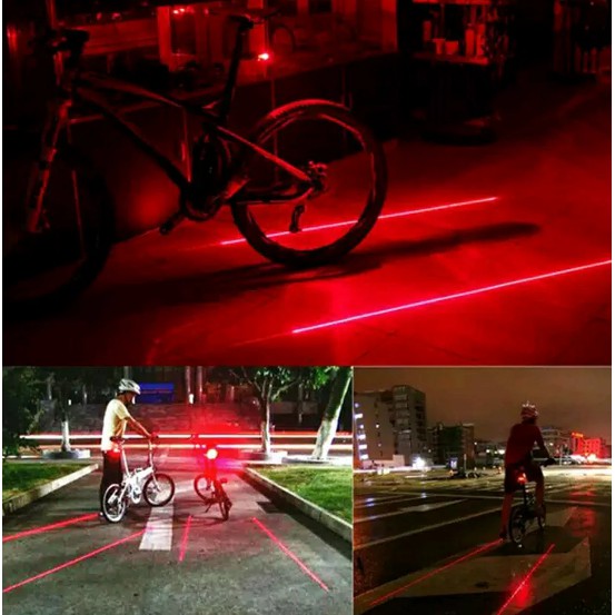 Lampu Belakang Sepeda Led Dengan Laser Merah Dilengkapi Bracket