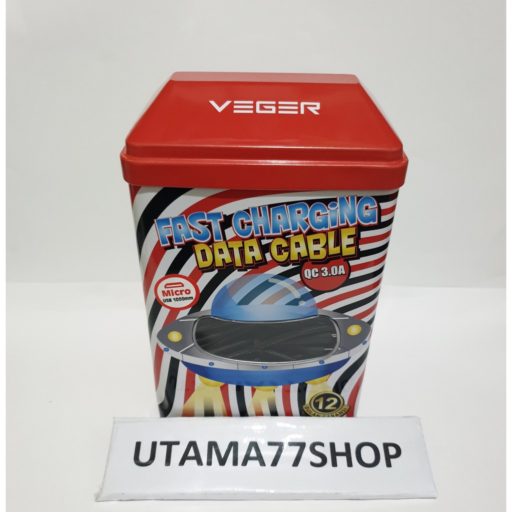 Kabel Data Micro usb QC 3.0A VEGER UFO - ISI 50 - Kabel Micro USB Fast Charging 3A 100 cm