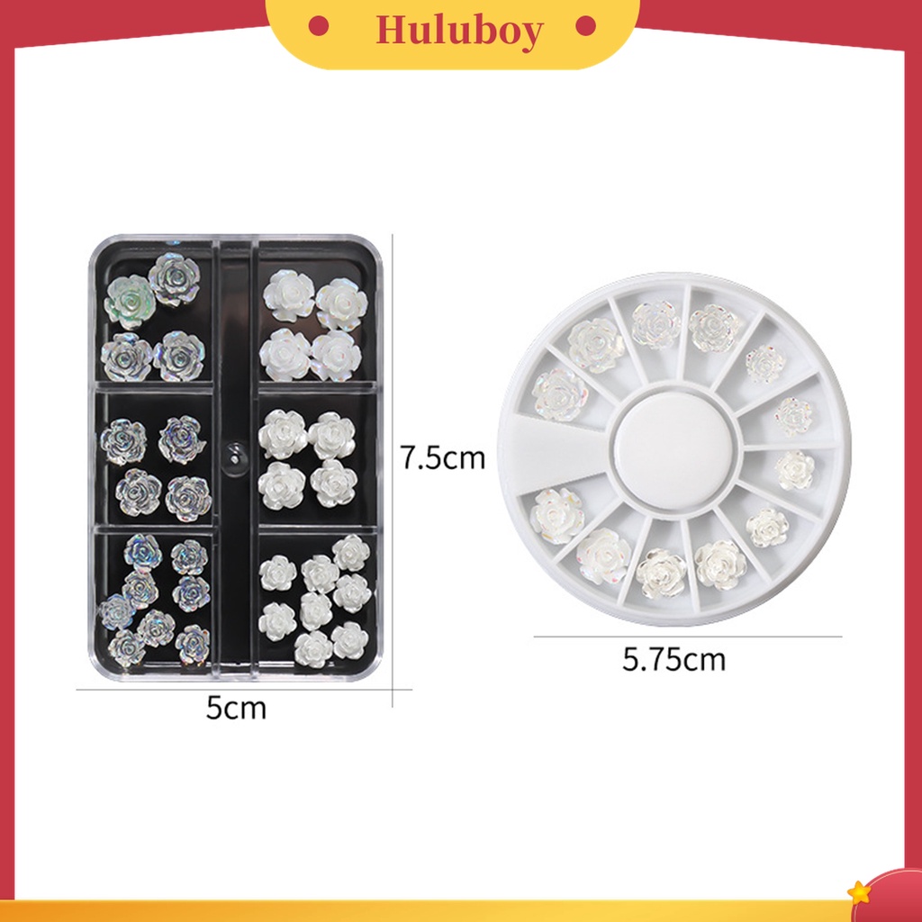 Huluboy Huluboy♡ 1 Kotak Ornamen Bunga Mini Efek Glitter Tidak Pudar Tiga Dimensi Untuk Dekorasi Kuku Wanita