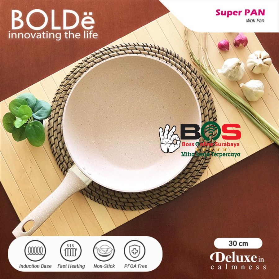 Superpan Wokpan BOLDe 30 CM Beige Keramik Panci Wajan BOLDe