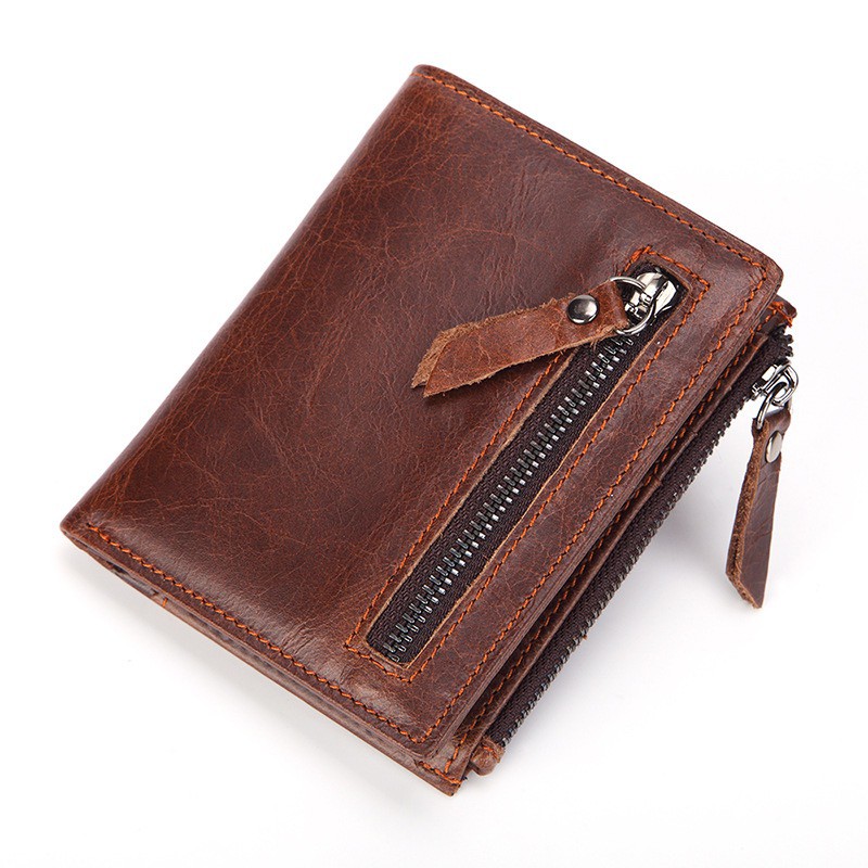 KULIT ASLI 100% DOMPET 6046 UANG PRIA RESLETING TEBAL WALLET PURSE