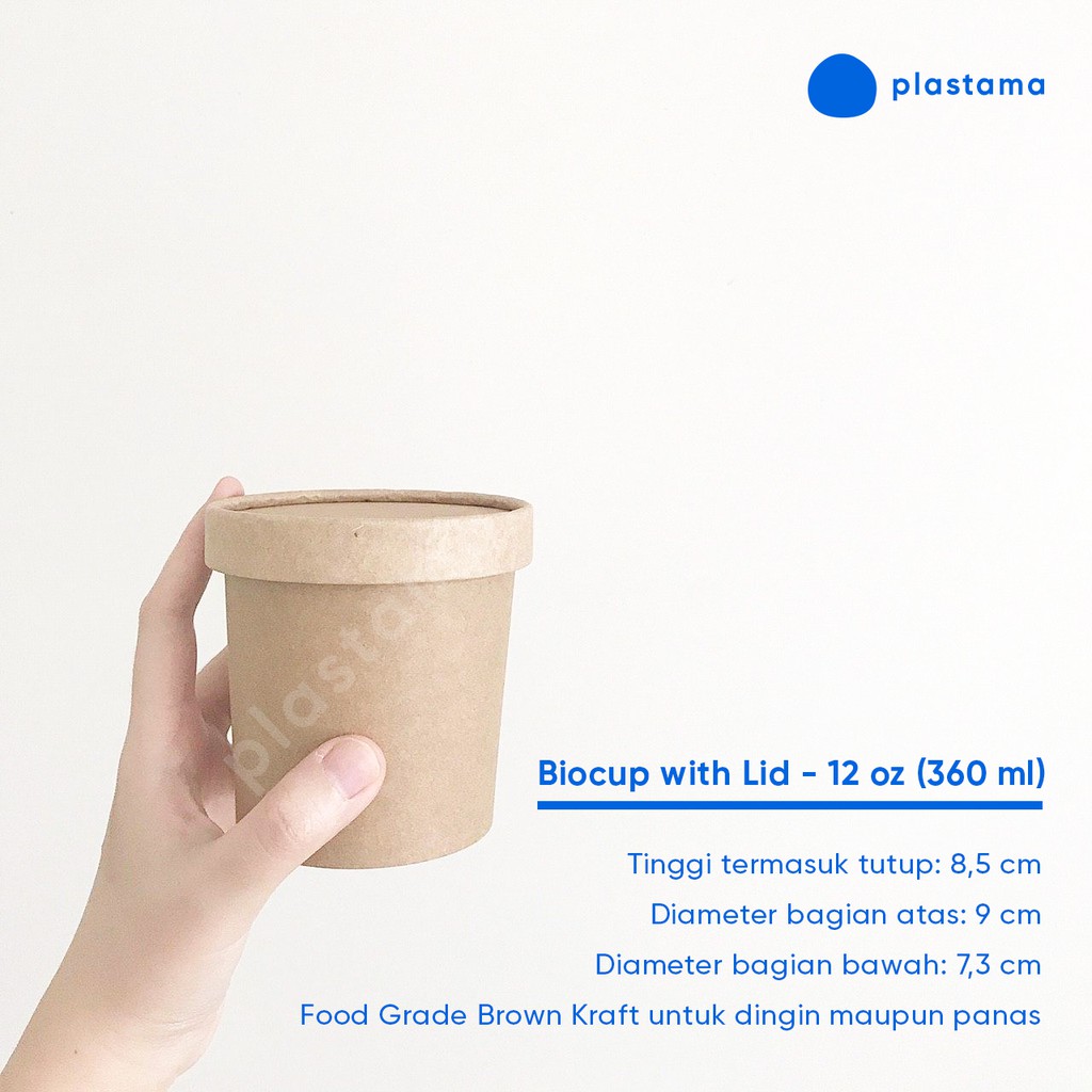 Jual Paper Cup 12 oz with Lid Gelas Es Krim Eco Friendly dengan Tutup ...