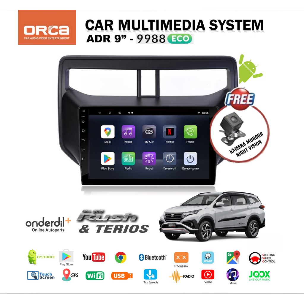 Paket Head Unit TV Android ECO 9" All New Rush / Terios