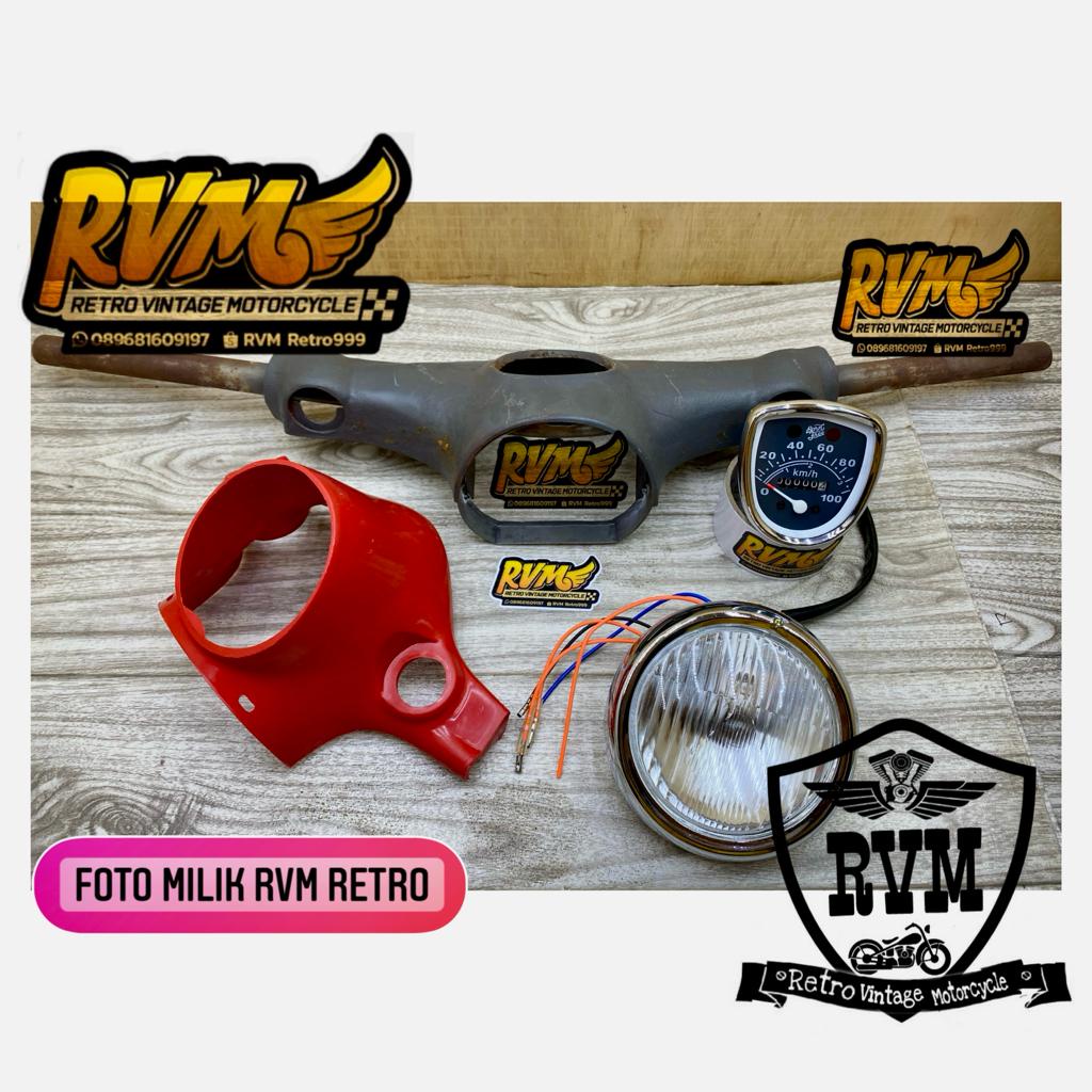 Stang Stir C50 Pispot Batok Kepala C50 C70 C90 Pispot Atas Bawah Set lampu dan spedometer
