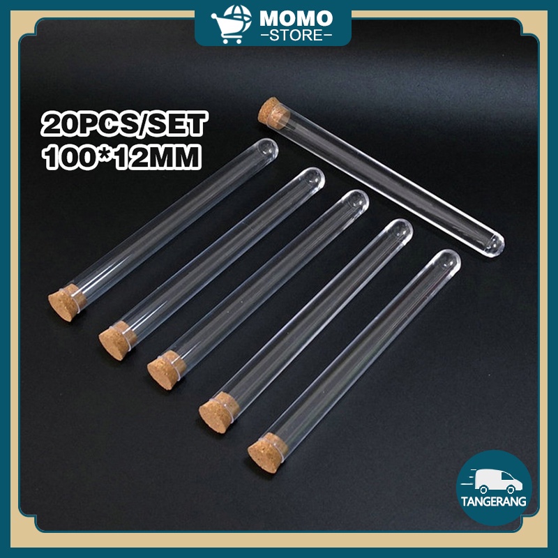 丨20Pcs丨Tabung Uji Dengan Gabus / Tabung Reaksi Bahan Plastik ​Bening / Test Tube Souvenir