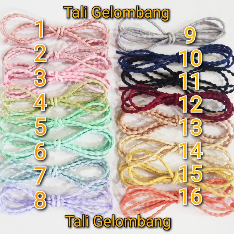 

tali karet elastis gembul boba gelombang polos garis curly padi tambang ulir pastel bahan tali masker ikat rambut lucu murah