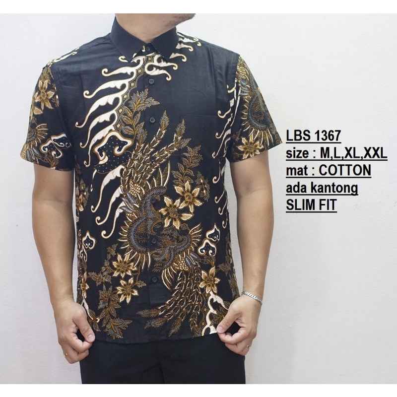 READY XXL BATIK PRIA SLIMFIT LENGAN PENDEK ORIGINAL LUIGI BATANI