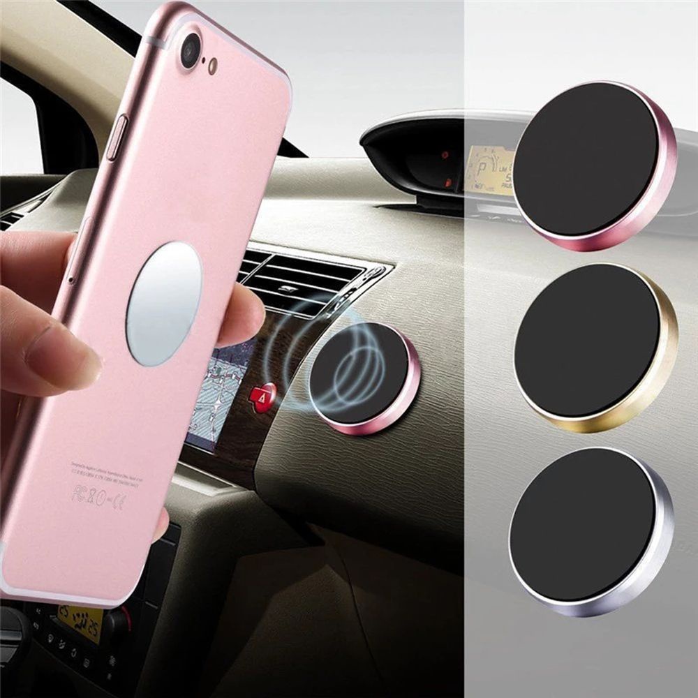 QUINTON Interior Accessories Magnetic Phone Stand Desktop Stand Phone Magnet Mount Car Phone Holder Metal Plate Dashboard Holder Wall Mount Nightstand Round shape Aluminum alloy GPS Car Mount/Multicolor