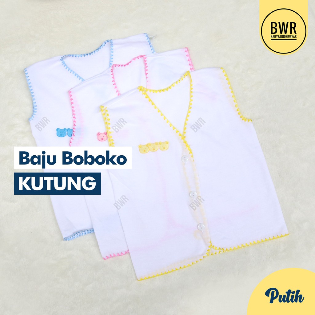 Baju Boboko Bordir PUTIH BUNTUNG | Baju Kancing Bayi Newborn Putih Kutung - Bwr