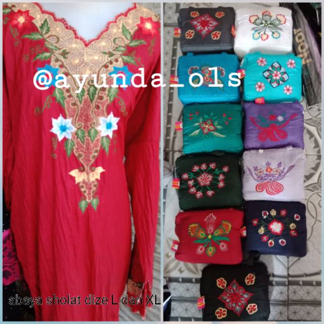 Abaya sholat bordir bandung size L dan XL