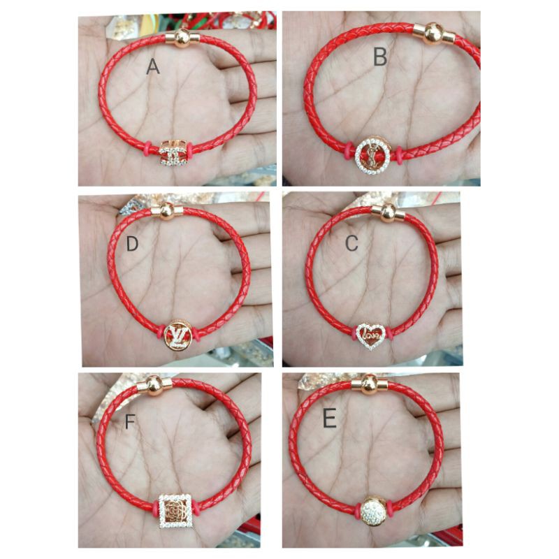 Gelang wanita tali Hongkong kulit+charm xuping