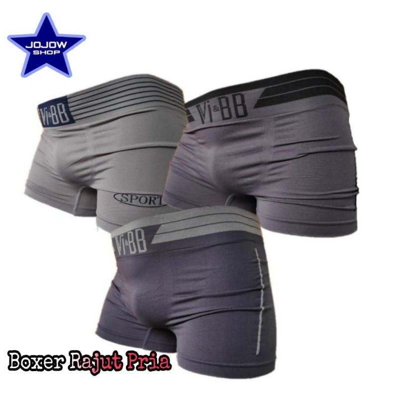 [COD] Ready  [ 3 Pcs ] Boxer Rajut Pria Vi&BB Celana Boxer Pria Original