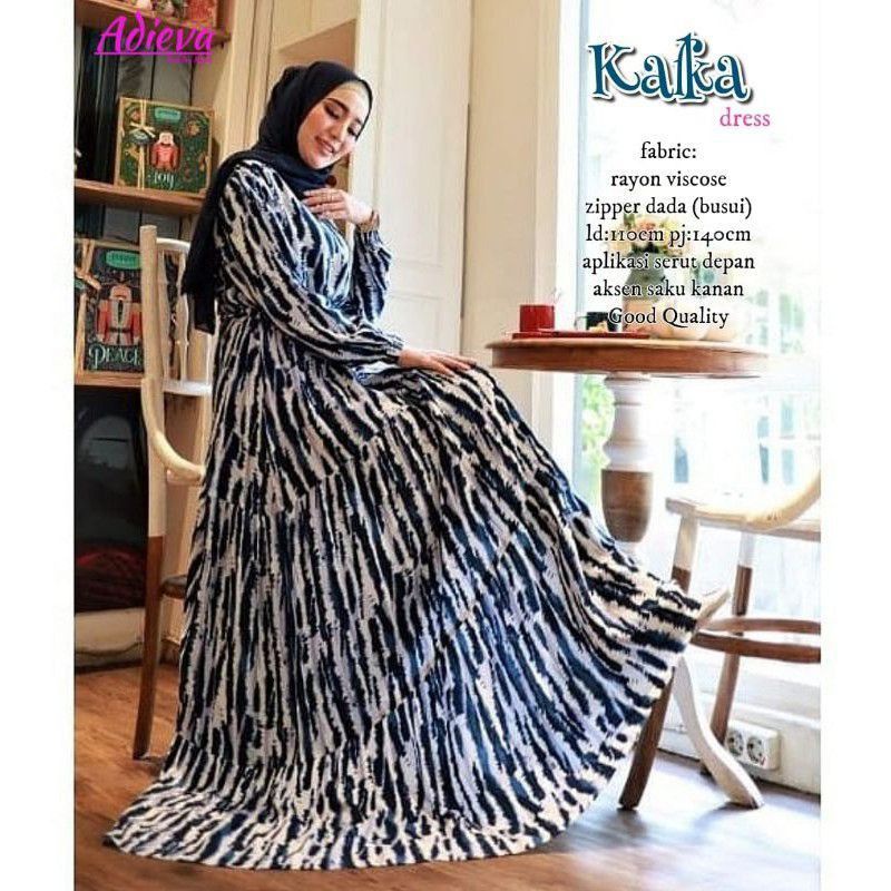 Baju Gamis wanita katun rayon viscose Homedress homedres rayon viscose motif terbaru jumbo LD 120cm-Kafka