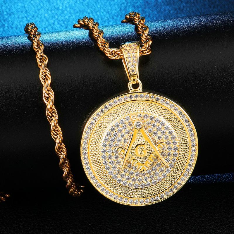 Kalung Rantai Dengan Liontin Batu Zircon Masonic Untuk Wanita