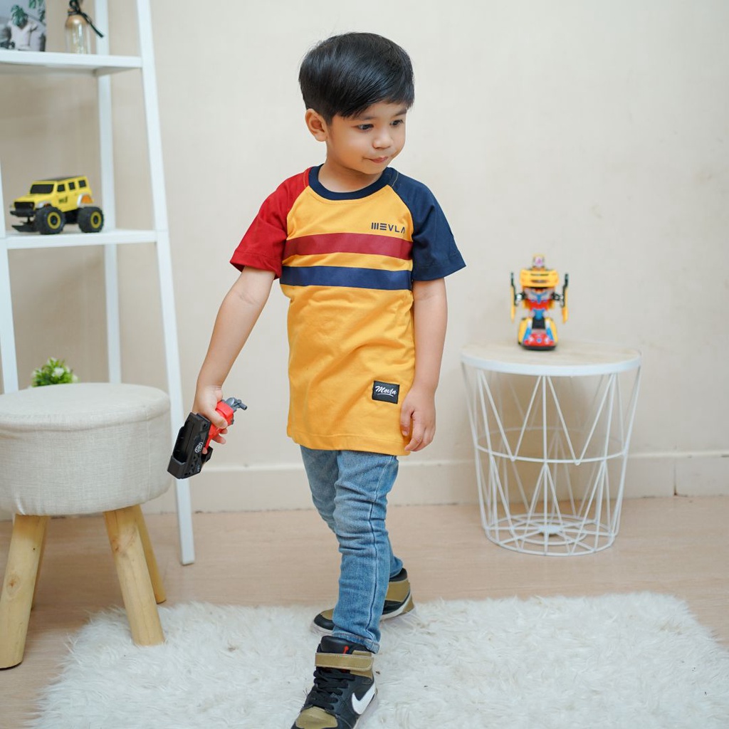 Kaos Anak Laki - laki Premium Original Branded | Mevla Kids - Karachi Raglan