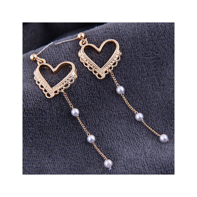 LRC Anting Tusuk Fashion Gold Peach Heart Earrings A58818