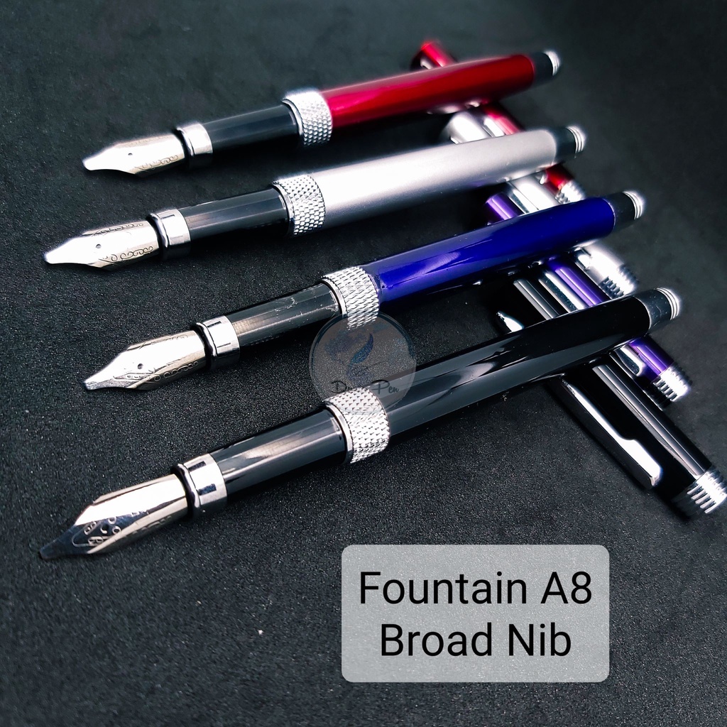 

Pena Kaligrafi / F A8 / Broad Nib / Mata Kasar / Metal Nib 1.5mm / Black / Blue / Red / Silver