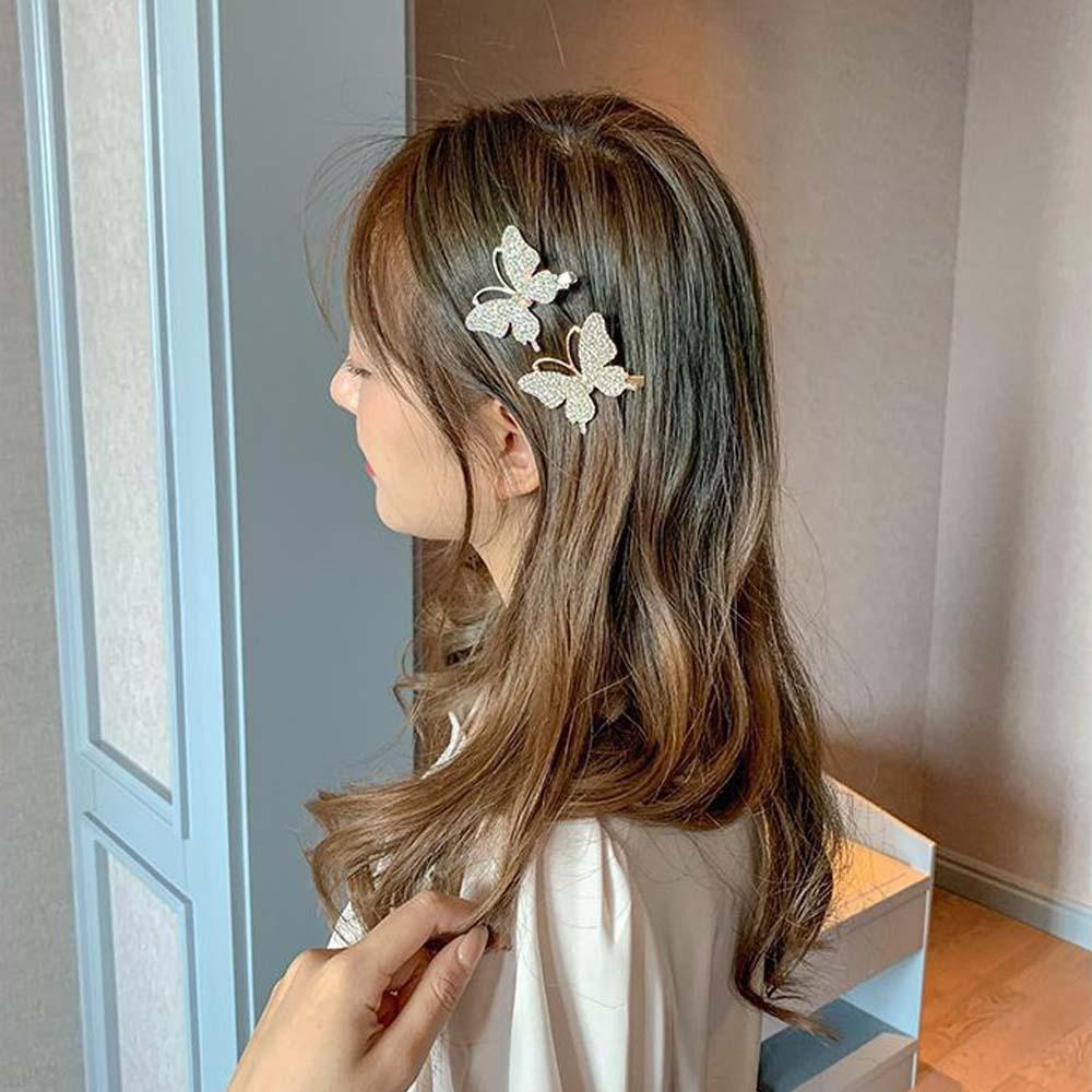 Agustina Jepit Rambut Kupu-Kupu Elegan Manis Wanita Korea Berlian Imitasi Hair Clip