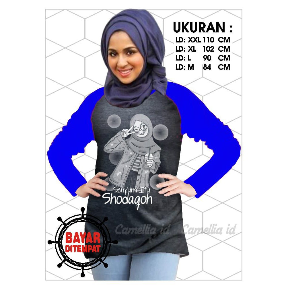 Kaos Raglan (SODAQOH)/Kaos Wanita Lengan Panjang/ Kaos Wanita/ Kaos Cewek/ Kaos Oblong/Misty