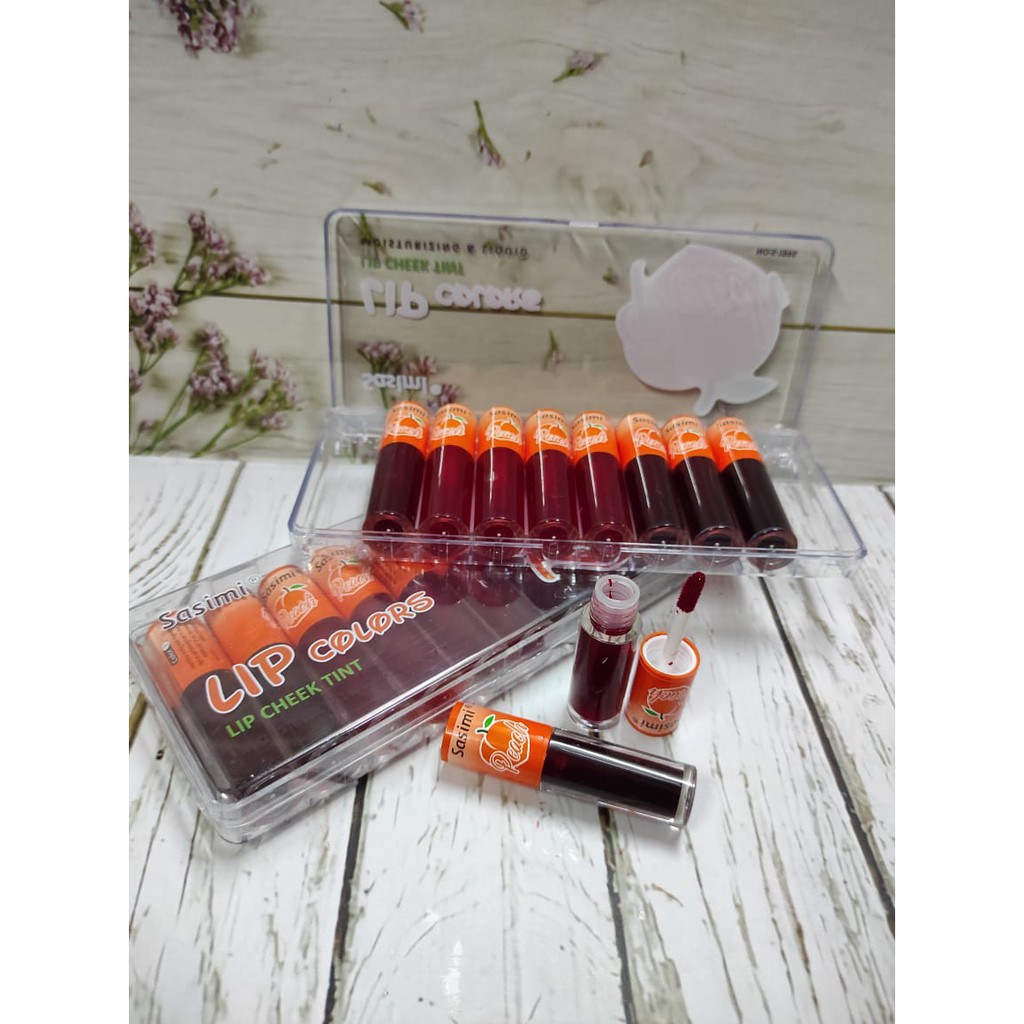 LIP TINT MINI ISI 10 SASIMI LIP COLOR PEACH ORANGE UK- BESAR