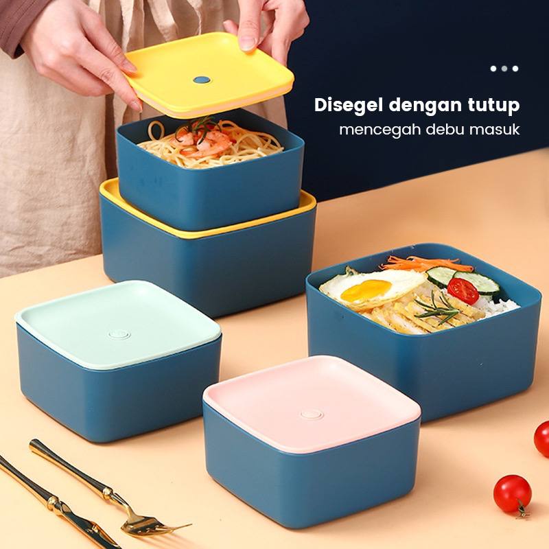 Lunch Box 2pcs Set PP Jerami Gandum With Kotak Makan BPA Free Kotak Makan Persegi  VS-94// LUNCH BOX SET JERAMI