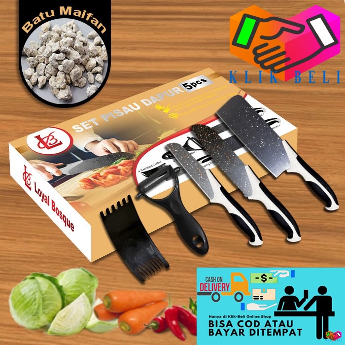 Pisau Keramik Set J13 Knife Set Pisau Dapur Hitam Batu Maifan 5 Pcs + 1 Pcs Parutan Ceramic Peeler