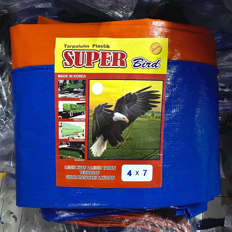 EXTRA TEBAL Terpal A15 Korea (Per Meter) Biru Oranye Cap Super Bird