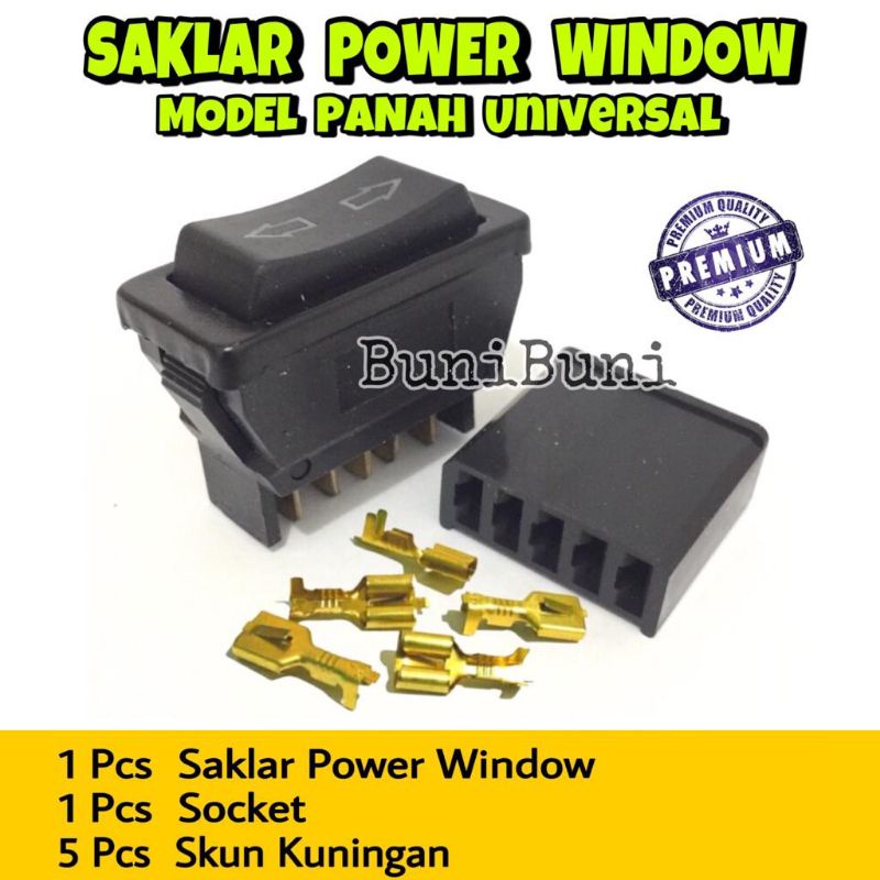 Saklar Power Window / Switch Power Window Jendela Mobil Universal Komplit Socket &amp; Skun