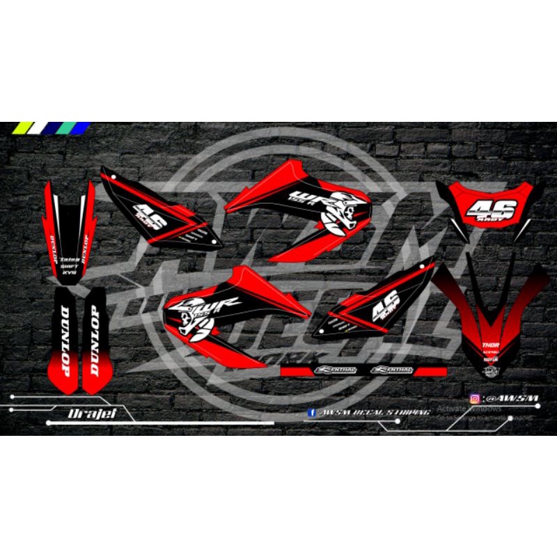 decal wr merah hitam hologram