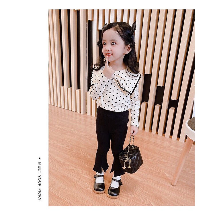 (LOLI-JKT) BS-134 STELAN ANAK CEWEK PITA POLKA CREAM 100-140