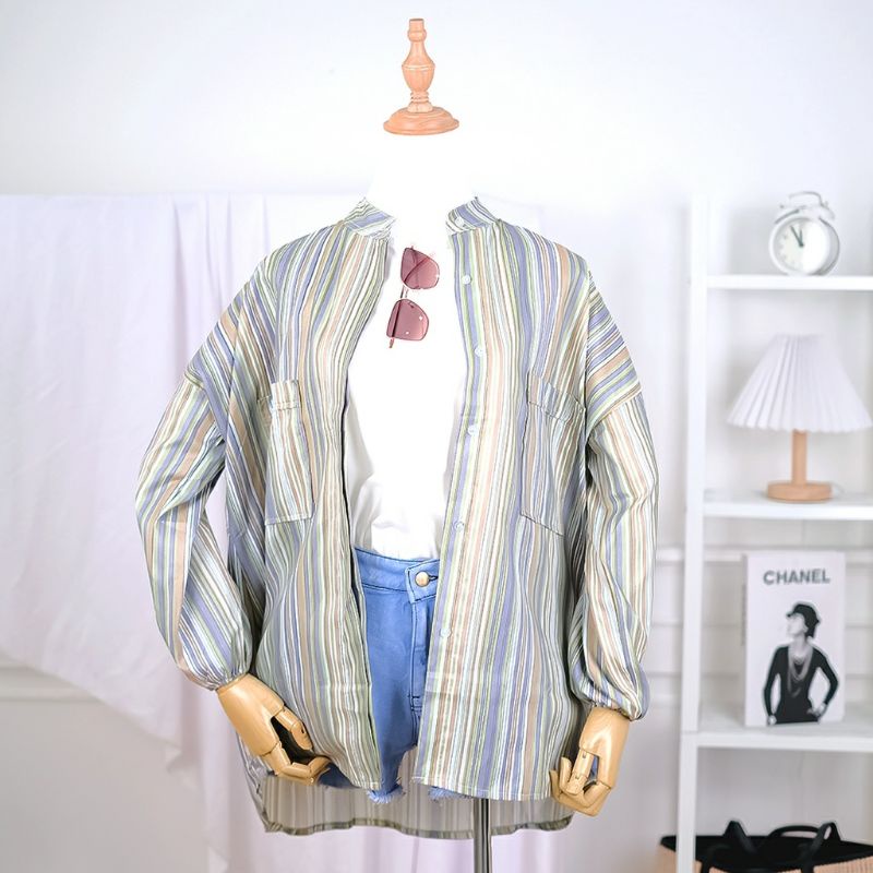 Arifirn Sierra Candy Stripe Tunik - Kemeja Oversize Wanita | Tunika Wanita | Blouse Wanita