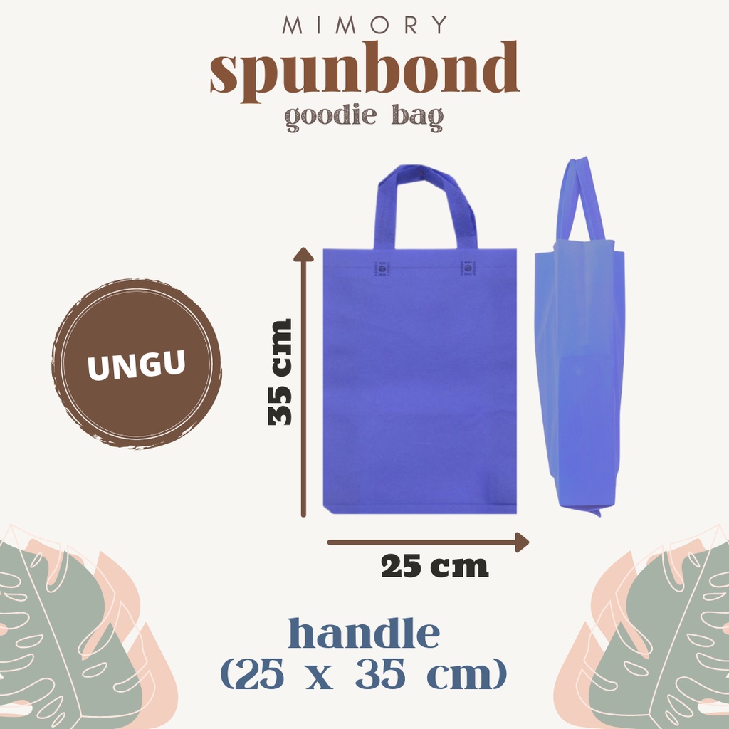 

TAS SPUNBOND 25x35 cm HANDLE -UNGU- /Goodie Bag/Ultah/Tas Acara/Tas Sablon
