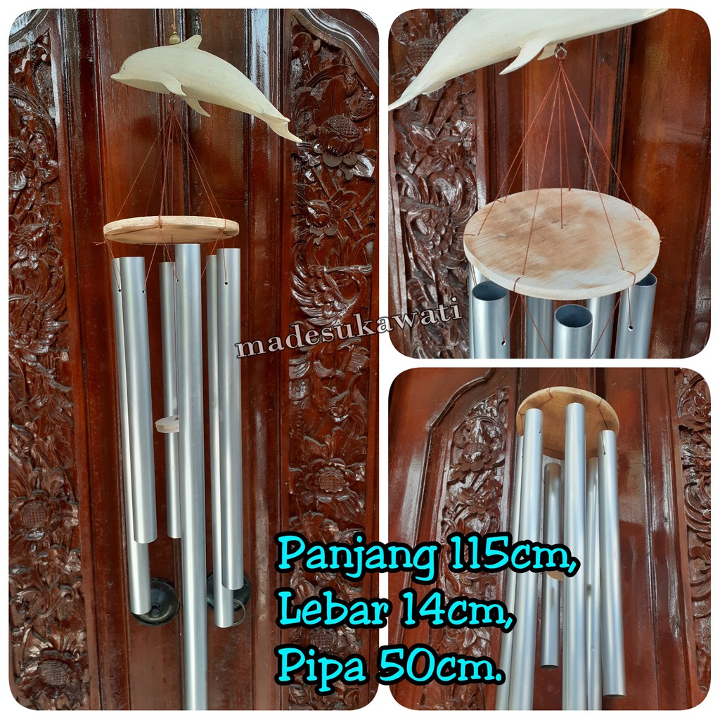 Lonceng Kerincingan gantung lumba-lumba besar wind chime bel aluminium