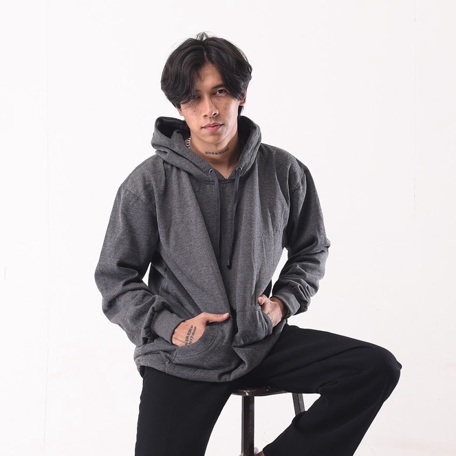 Mcvois Sweater Hoodie Polos Abu Tua Pria Wanita Premium