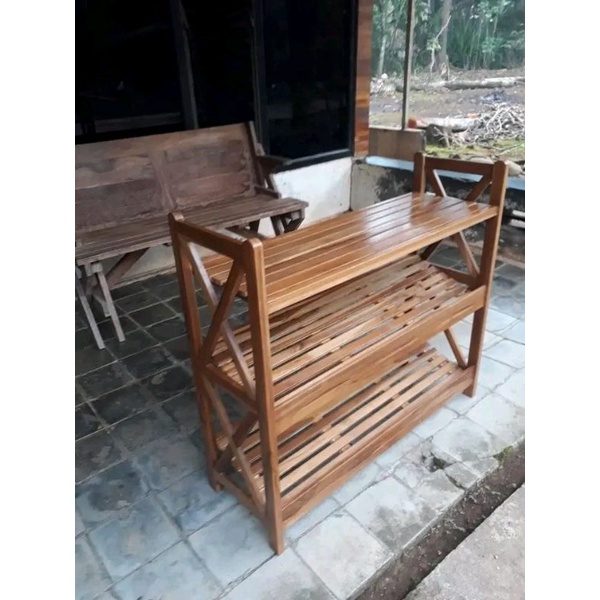 rak sepatu tempat sepatu kayu jati furniture mebel