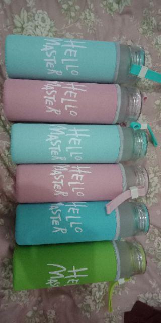 Botol Minum Hello Master Colourful Kaca 480ml
