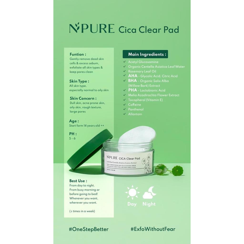 NPURE/ N'pure Cica Clear Pad BPOM Original