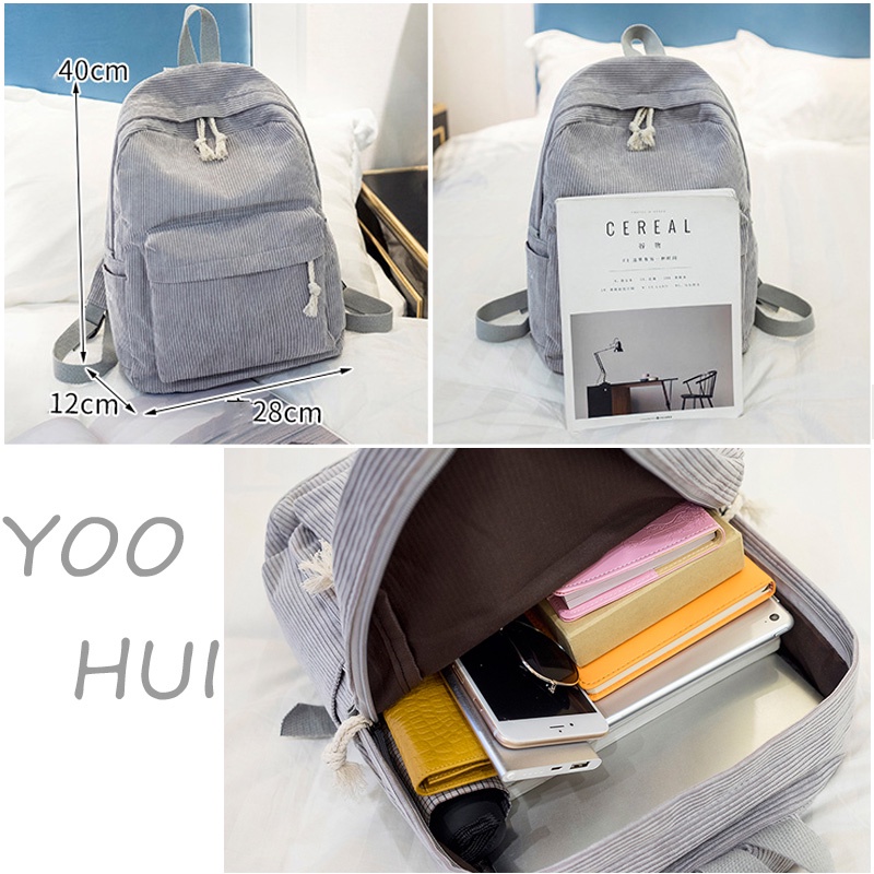 YOOHUI BB015 Tas Ransel Wanita Ransel Korea Backpack Min Tao Bag Fashion Ulzzang Korea Tas Min Tao Bag Sekolah Tas Ransel Anak Sekolah Karakter Perempuan Tas Karakter Polos Ransel Tas Ransel Olahraga-3