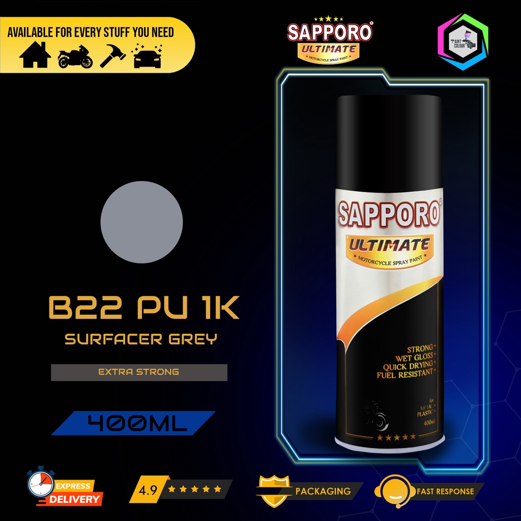 SAPPORO ULTIMATE Metallic Colour Cat Semprot B22 PU 1K SURFACER GREY