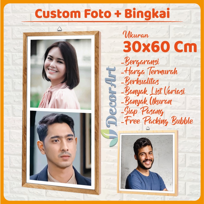 [CUSTOM] 30X60 Cm - PREMIUM Custom Foto Plus Bingkai Siap Pasang Media Papan MDF/HMR