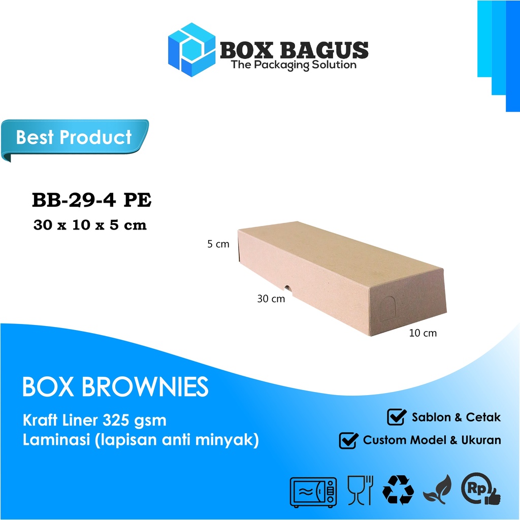 BOX DUS 30x10x5 KRAFT 325 GSM LAMINASI - KOTAK HAMPERS KUE BROWNIES ROTI BOLEN SNACK