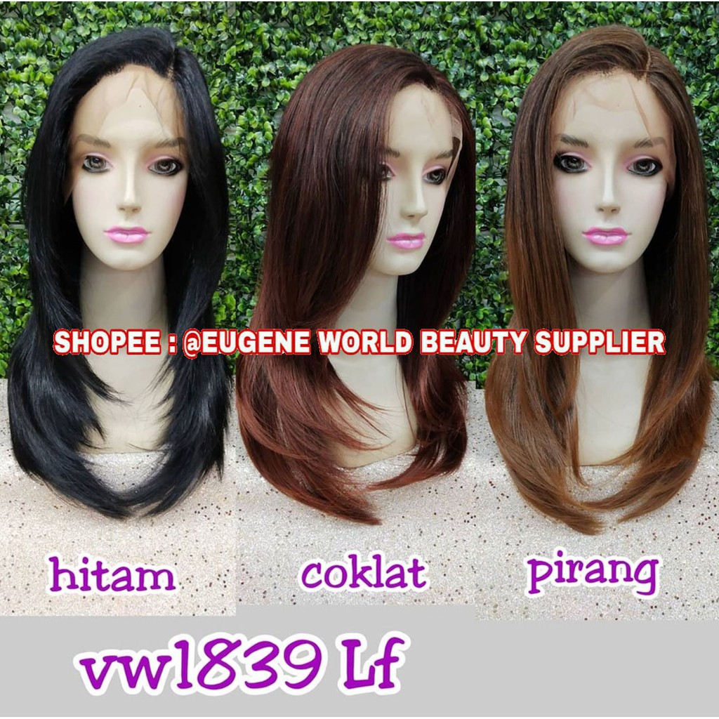 HALF LACE WIG LACE WIG CEWEK KOREA NATURAL WIG WANITA PANJANG LURUS RAMBUT ASLI MURAH 1839 3400