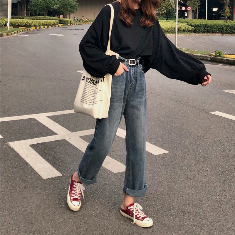 yikoo-Jeans pants wanita celana panjang jeans boyfriend korea