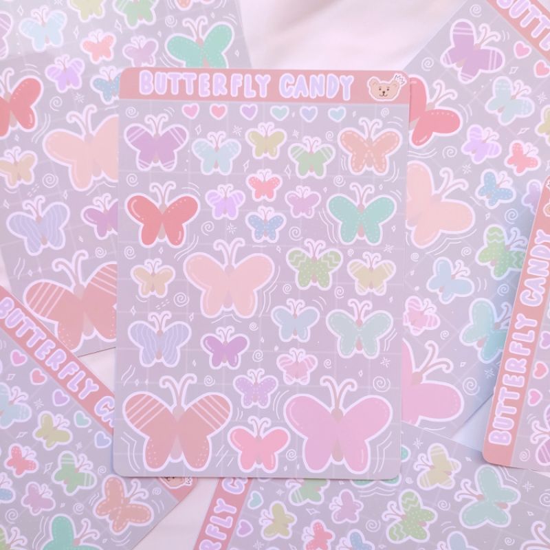 

Butterfly Candy Sticker Sheet / Sticker Dekorasi Catatan Shan Shine