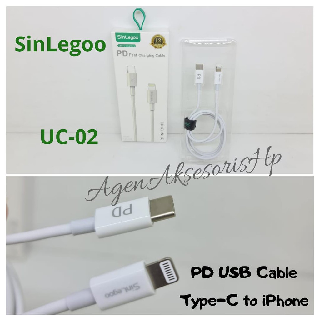 SinLegoo UC-02 PD USB Cable Type C to Lightning Fast Charging 1M GARANSI 1 TAHUN