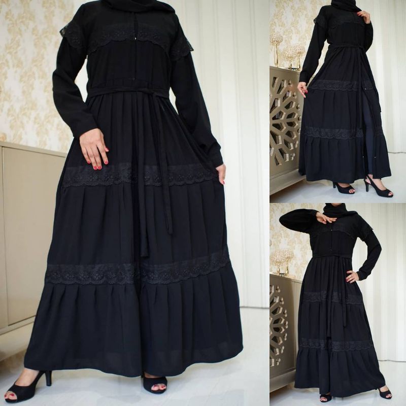 abaya gamis gaun pesta wanita dress muslimah hitam turkey outer zhepy maxi all size