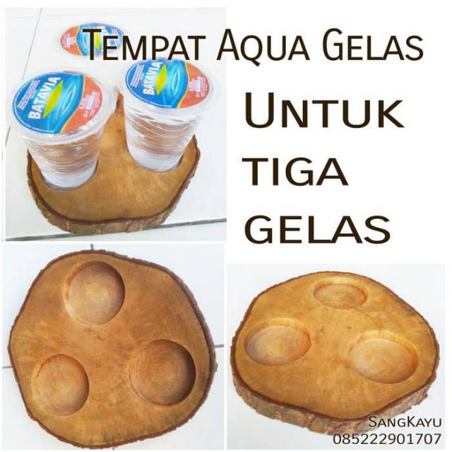 Tempat minuman gelas aqua gelas tatakan gelas nampan kayu wood tray