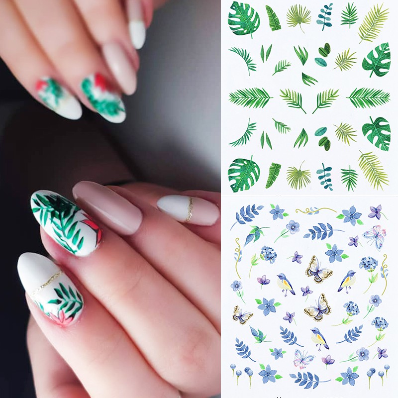 Stiker Kuku Motif Buah / Daun / Alfabet / Leopard Untuk Nail Art