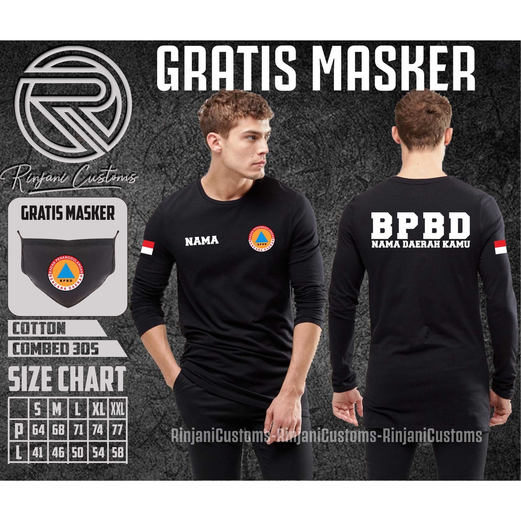 KAOS BPBD.KAOS INSTANSI PEMERNTAHAN.POLISI/DISHUB/BNN/BRIMOB.FREE MASKER
