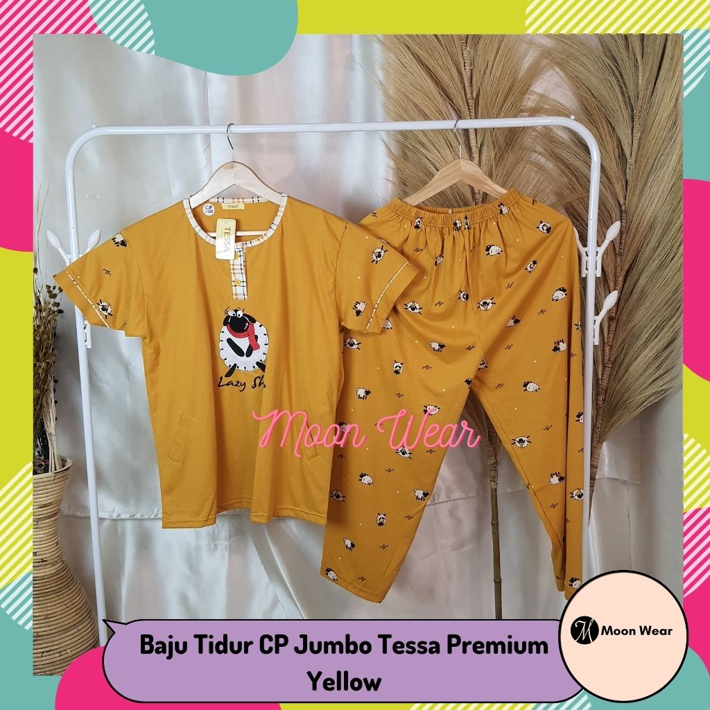 Baju Tidur Wanita Tessa | Piyama Baby Doll | Baju Tidur CP Jumbo Tessa Premium Yellow Kuning | Piyama Wanita | Baju Tidur Tessa Babydoll
